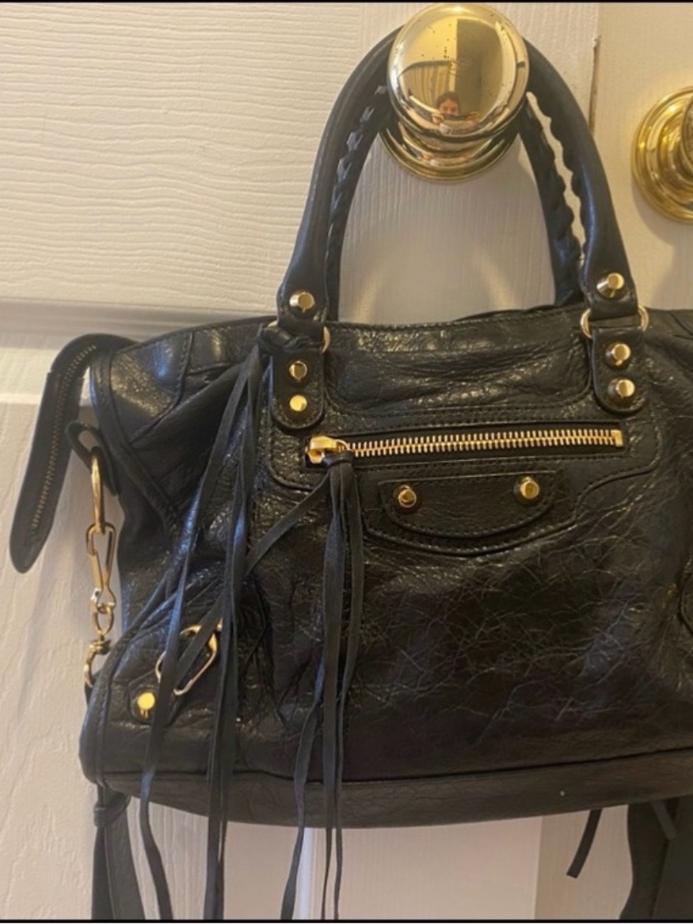 Balenciaga City Bag and Wallet Black Leather Gold Hardware 100% authentic